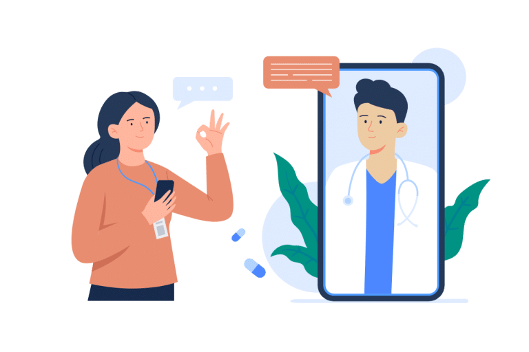 graphic of an interpreter and clinician communicating